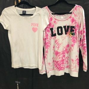 PINK shirt and sweater (two items)